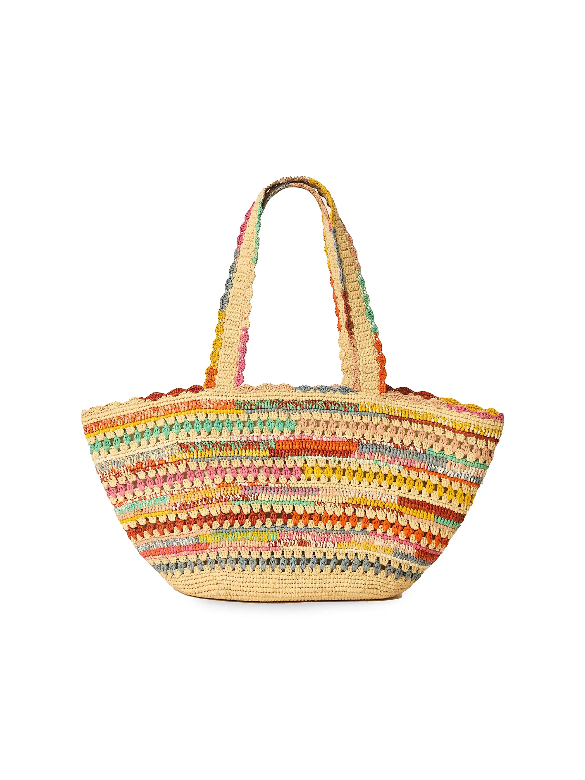 BTB Los Angeles Ornella Striped Raffia Tote Bag | Saks Fifth Avenue | Saks Fifth Avenue