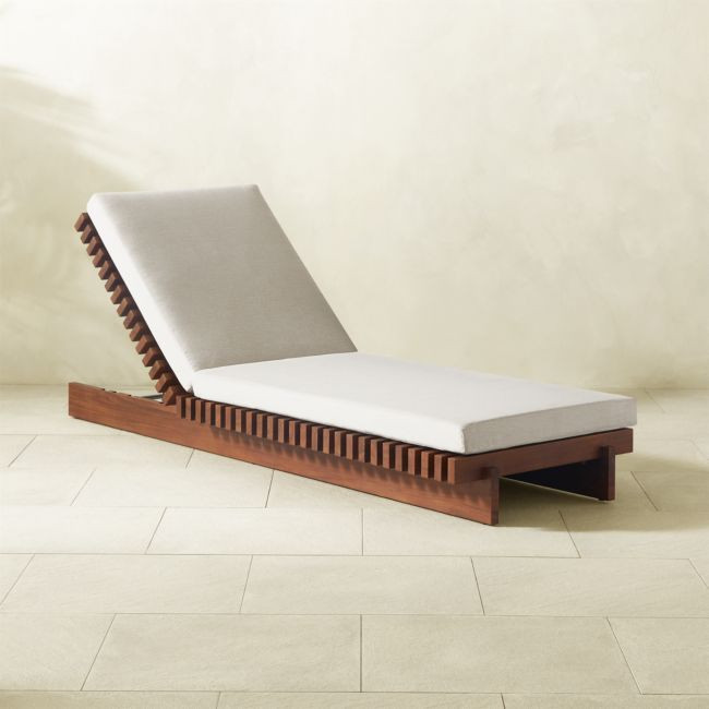 Taiko Stained Teak Outdoor Sun Lounger with Sunbrella® Cushions | CB2