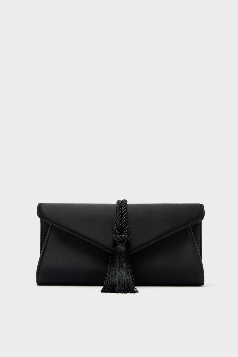 Black Satin Gabrielle Clutch | Tuckernuck (US)