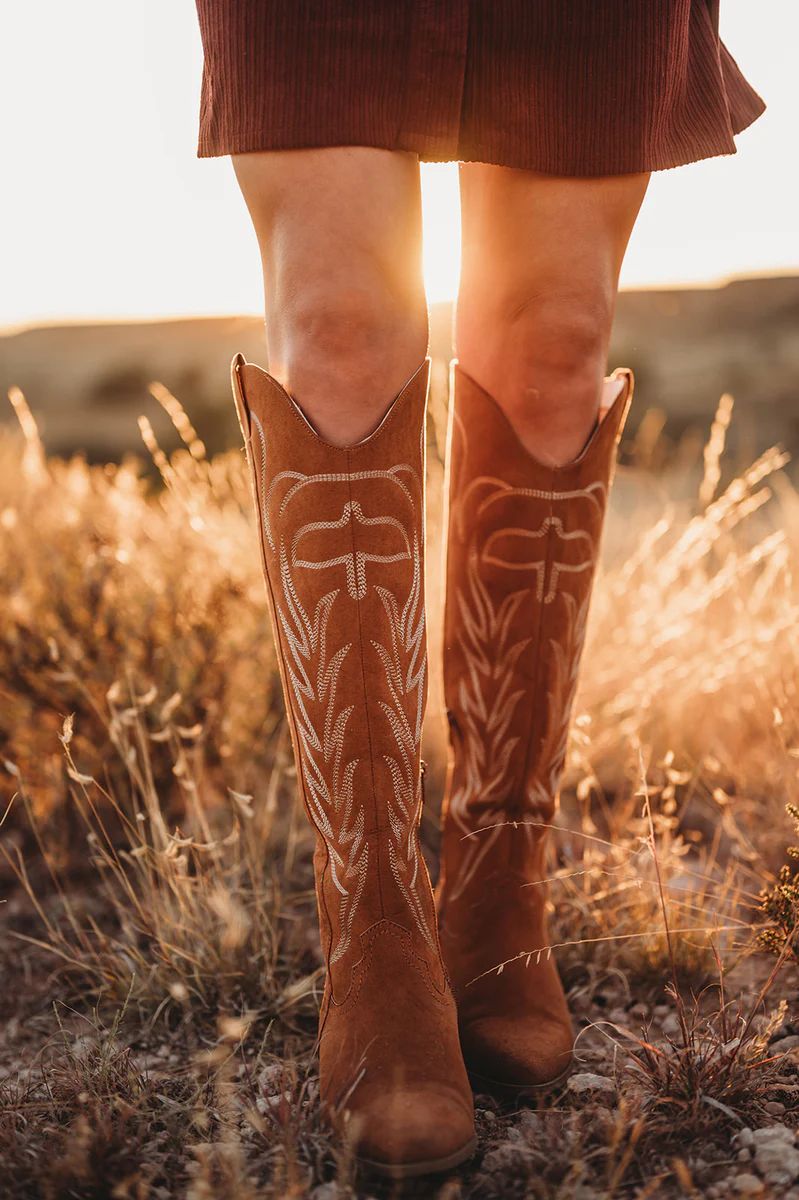 Fit For Fall Suede Chestnut Cowgirl Boot | Apricot Lane Boutique
