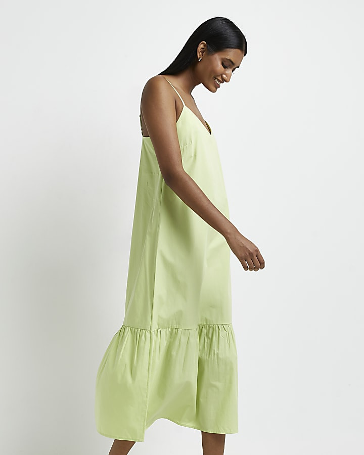 Green slip midi dress | River Island (UK & IE)