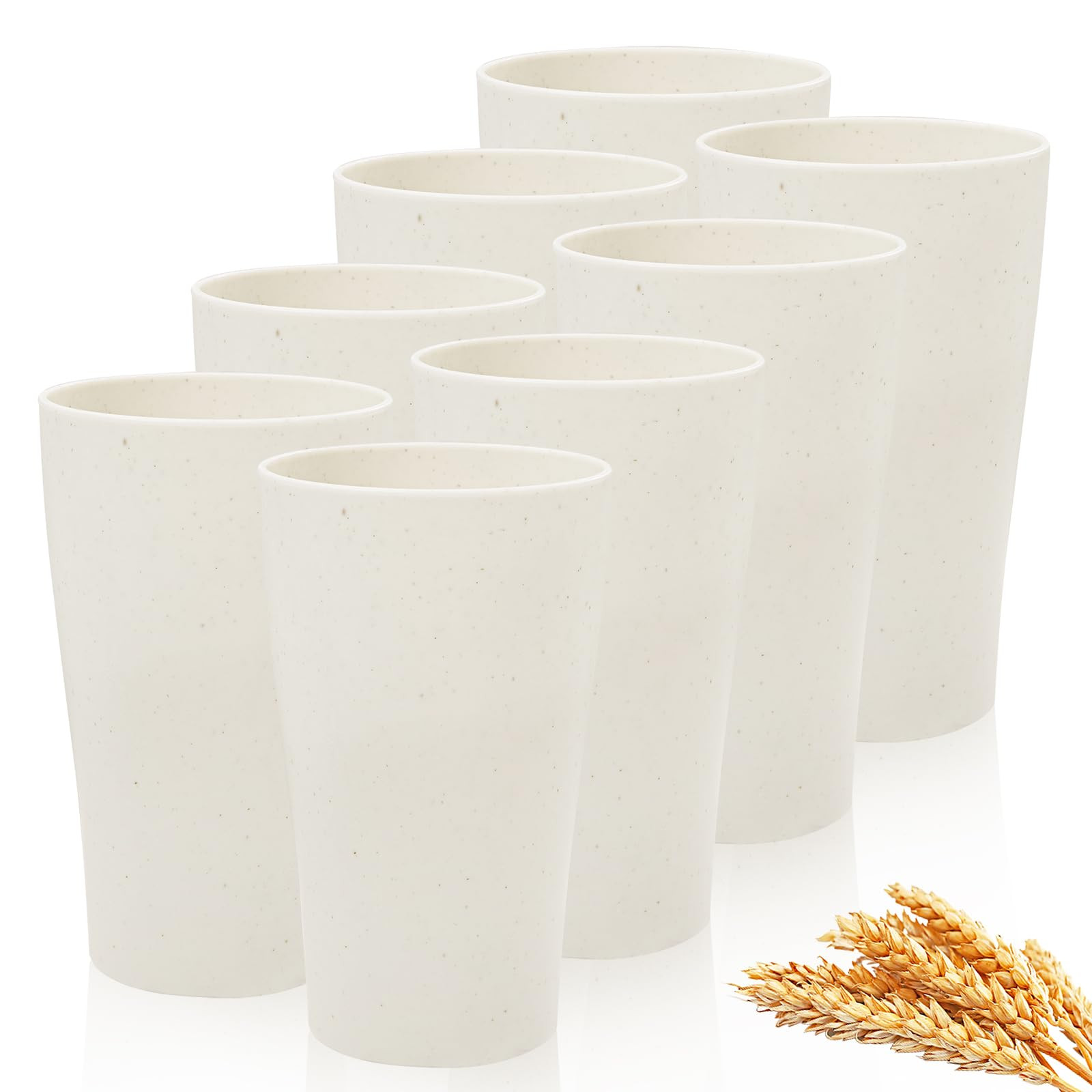 EI 8pcs Wheat Straw Cups,Beige Unbreakable Plastic Reusable Cups,Plastic Tumbler Cups for Kitchen... | Amazon (US)