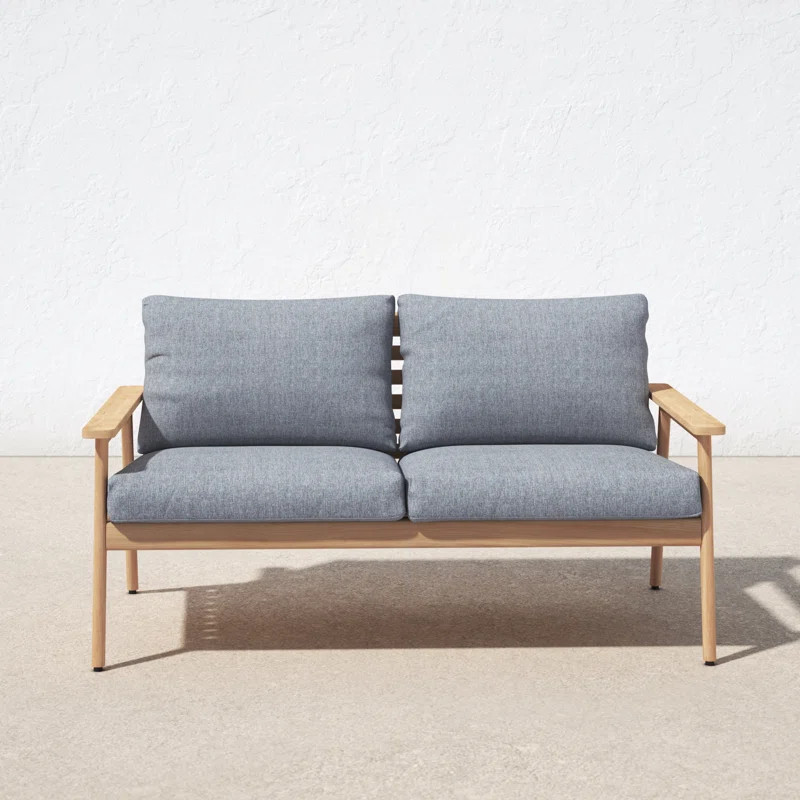 Tempo 58'' Wide Outdoor Teak Loveseat with Cushions | Wayfair North America