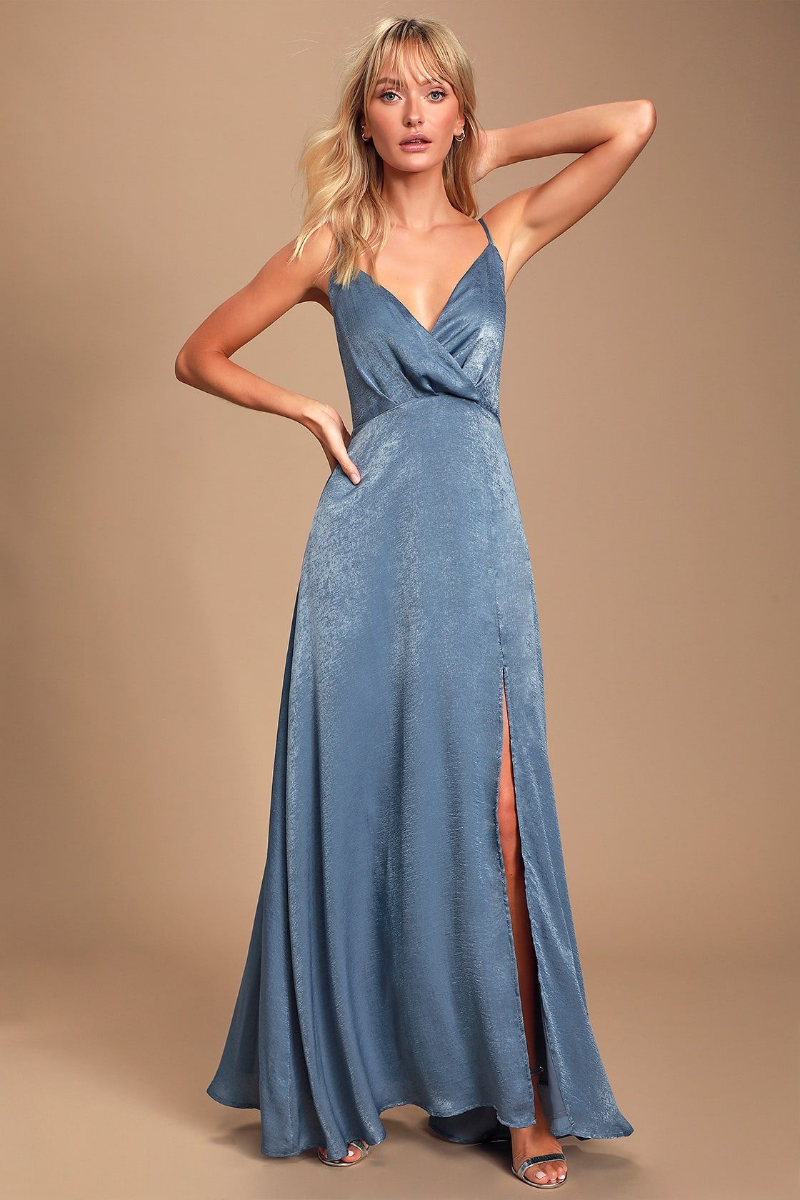 Constantine Slate Blue Satin Maxi Dress | Lulus (US)