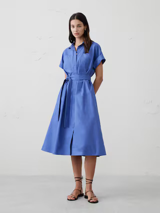 Tie-Waist Midi Shirtdress | Banana Republic Factory
