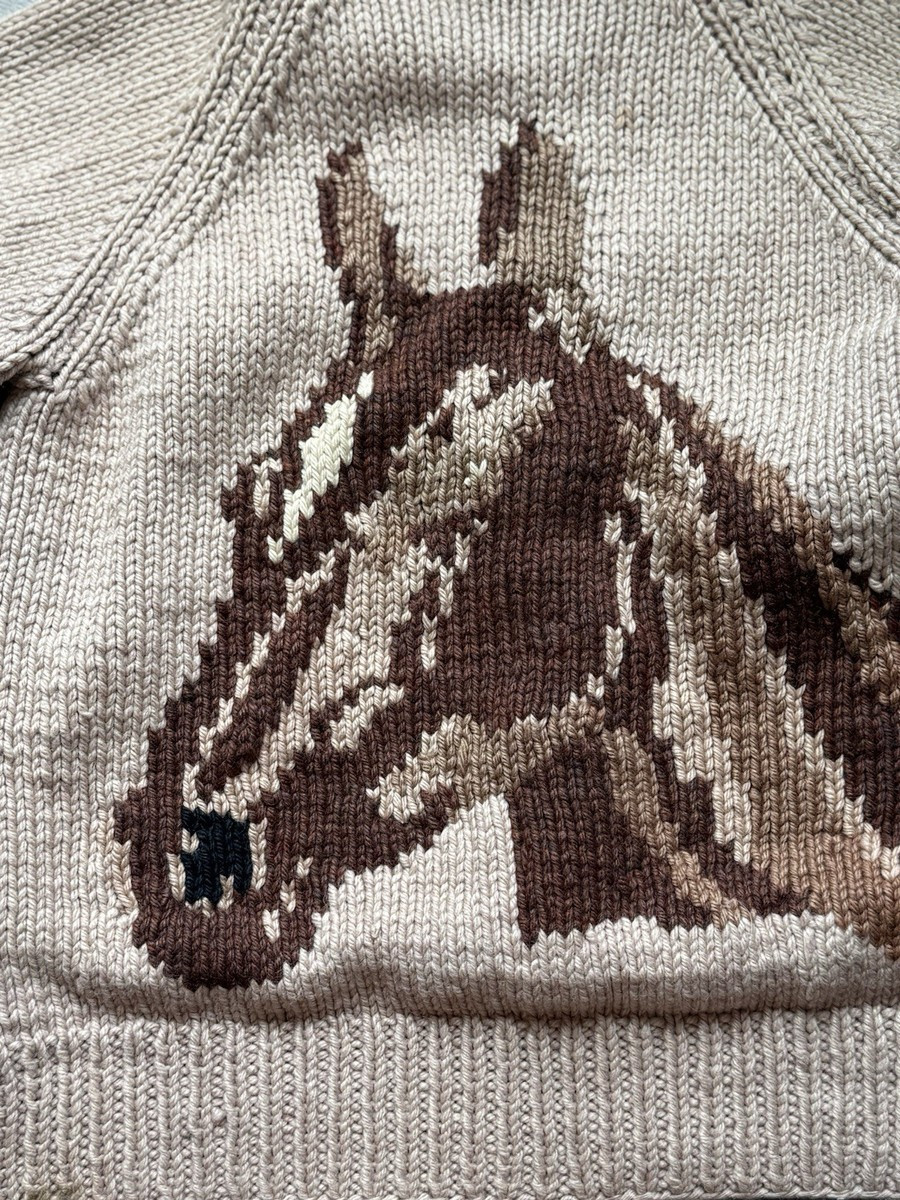 Vintage 1960s Handmade Wool Cowichan Horse Sweater M L | eBay US