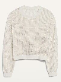 Long-Sleeve Cropped Crochet Sweater for Women | Old Navy (US)