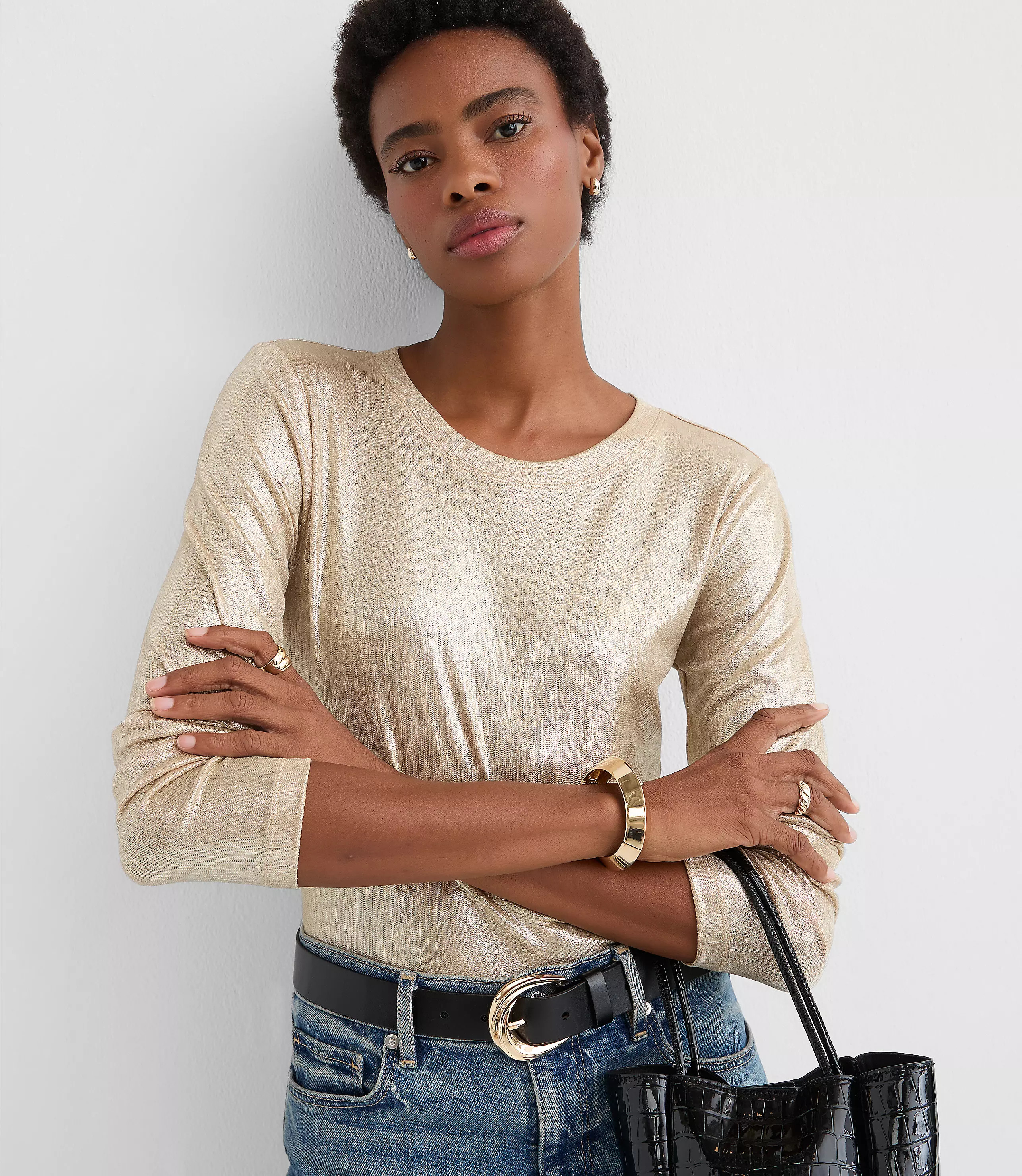 Foil Long Sleeve Everyday Tee | LOFT