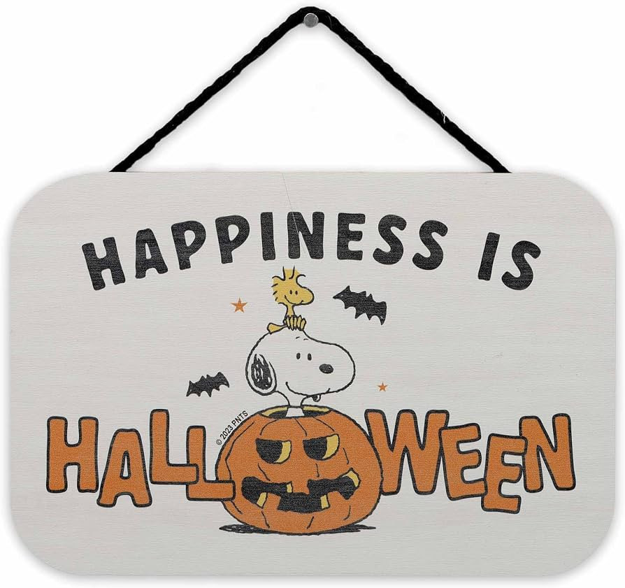 Peanuts Snoopy Happiness Is Halloween Hanging Wood Wall Decor | Amazon (US)