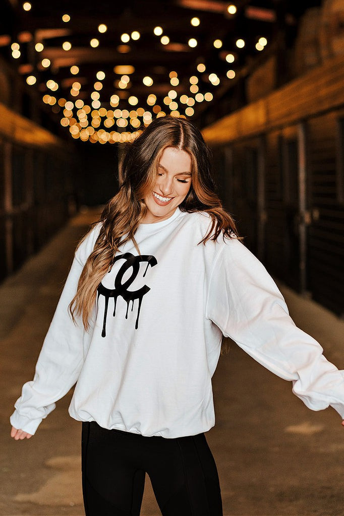 “AS SEEN ON MICHELLE from VB!” GB ORIGINAL: "Designer Inspired" Logo Drip Sweatshirt | Glitzy Bella