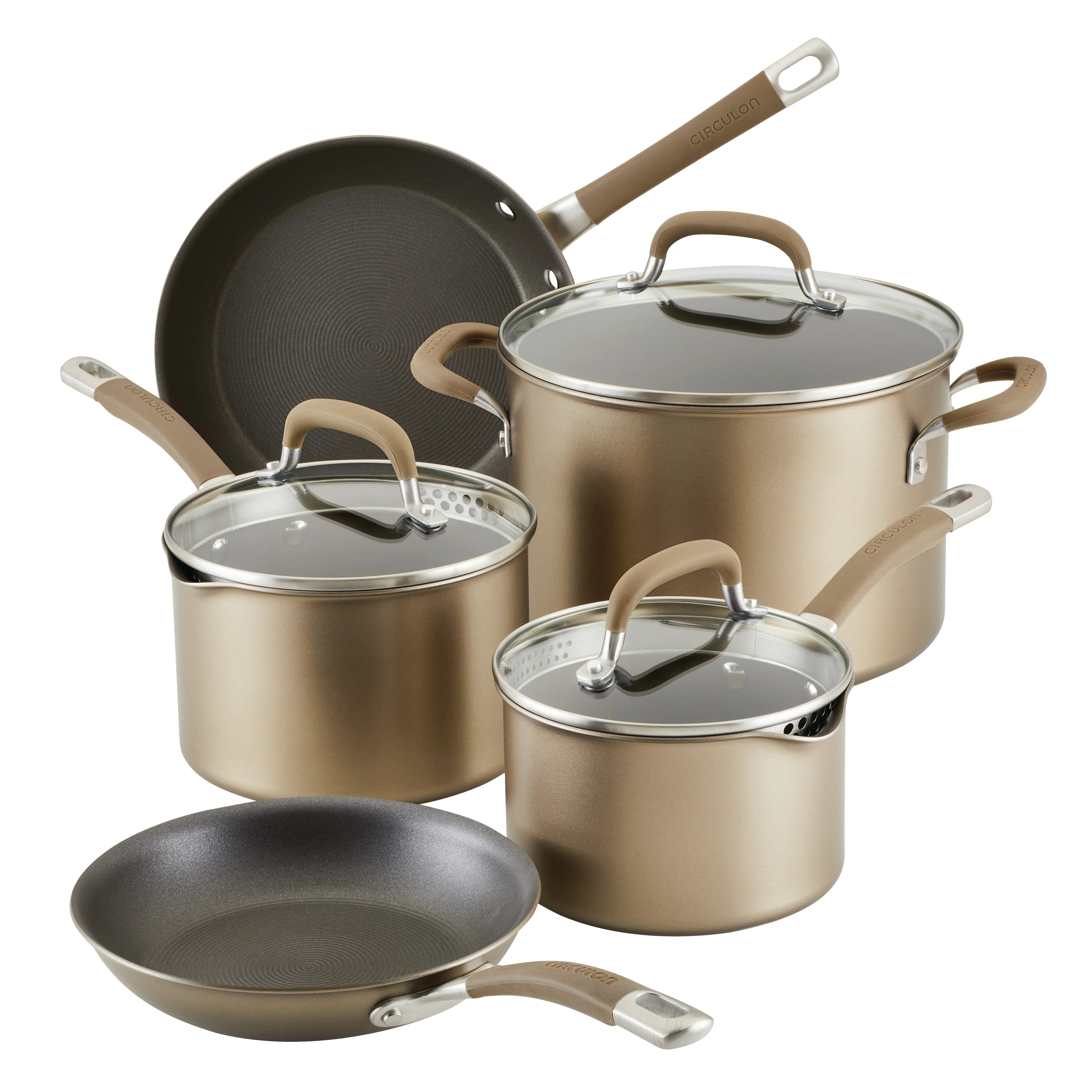 Circulon Premier Professional 8 Piece Non Stick Aluminum Pot and Pan Set, Cast Stainless Steel wi... | Walmart (US)