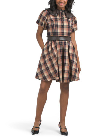 Bubble Sleeve Plaid Mini Dress | TJ Maxx