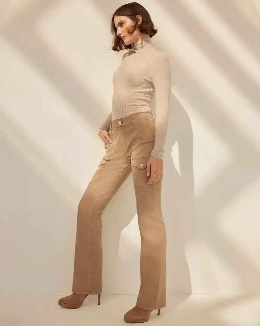 High Rise Pret Cargo Skinny Flare Jeans | White House Black Market