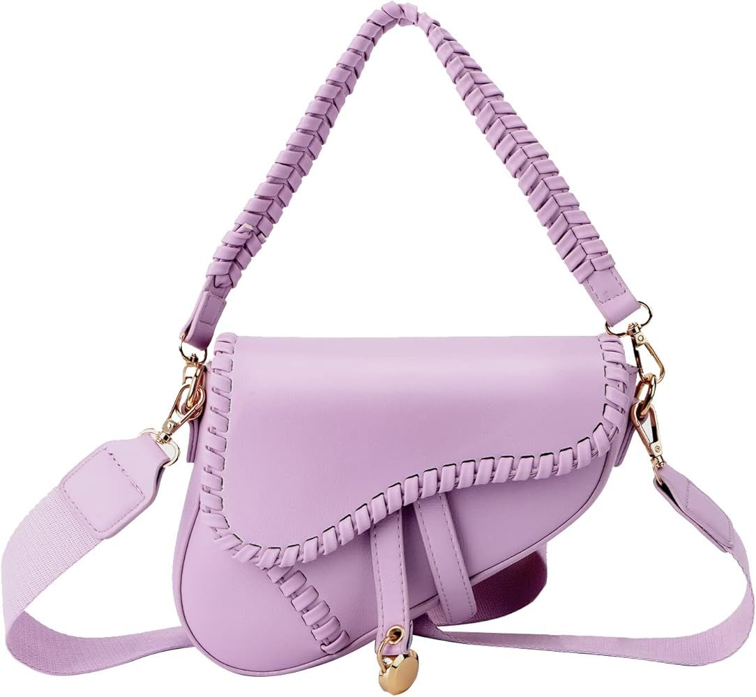 Ynport Black Saddle Bag Purse for Women Trendy Leather Crossbody Bag Small Shoulder Handbags Satc... | Amazon (US)