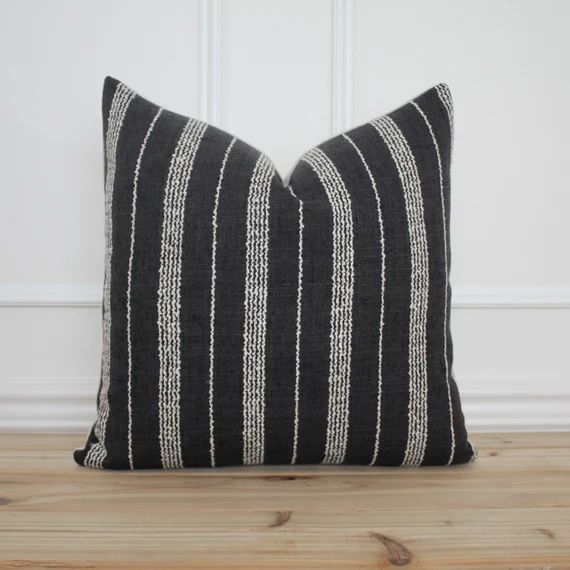 Black Stripe Pillow Cover • Farmhouse Pillow • Decorative Pillow • Fall Pillow Cover • Mo... | Etsy (US)