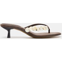 Zara - Beaded Kitten Heel Sandals - Women - Brown - Women | Zara US