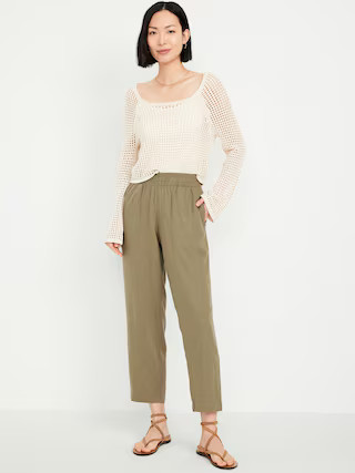 Linen-Blend Straight Ankle Pants | Old Navy | Old Navy (US)