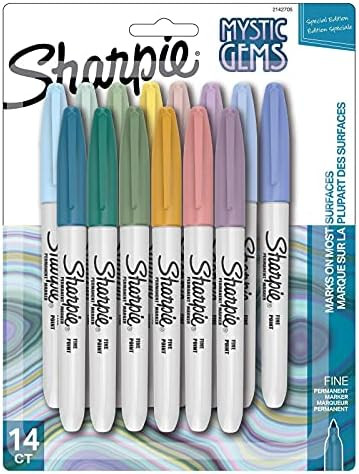 Sharpie Permanent Markers, Fine Point, Featuring Mystic Gem Color Markers, Assorted, 14 Count | Amazon (US)
