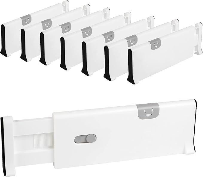 Drawer Dividers Pack of 8, Plastic Adjustable and Expandable Drawer Organizer Clothes, Deep Drawe... | Amazon (US)