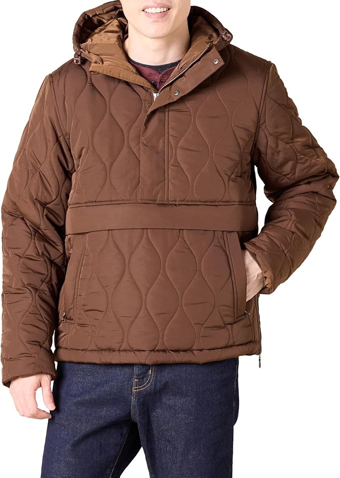 Amazon Essentials Mens Anorak Hooded Quarter-Zip Puffer Coat | Amazon (US)