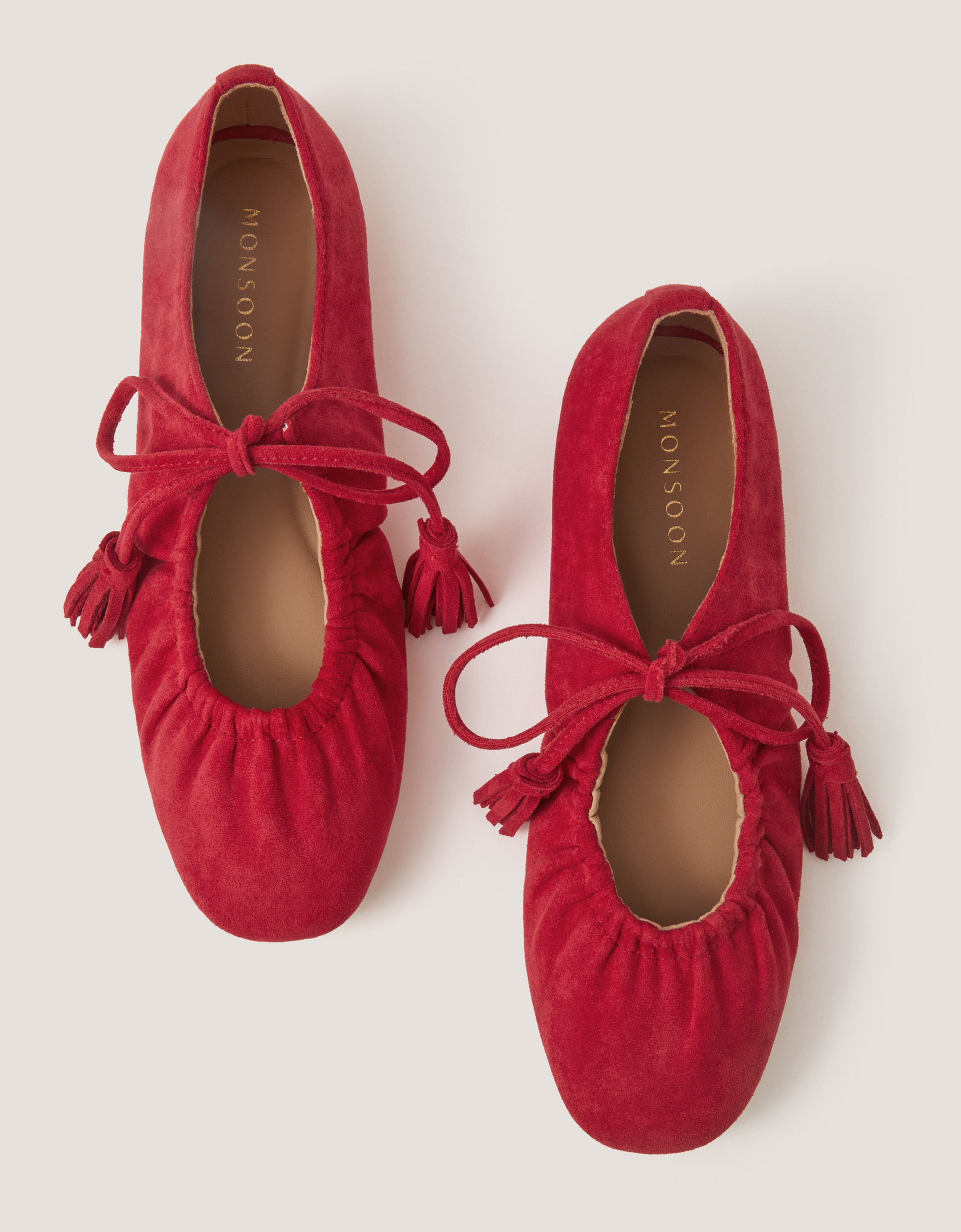 Blair Faux Suede Ballet Pumps Red | Monsoon (UK)
