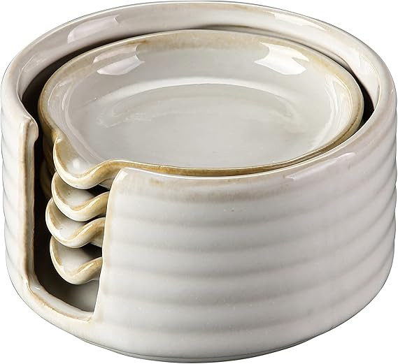 Ceramic Spoon Rest,Spoon Holder,Soy Sauce Dishes with Holder for Kitchen,Household Dipping Sauce ... | Amazon (US)