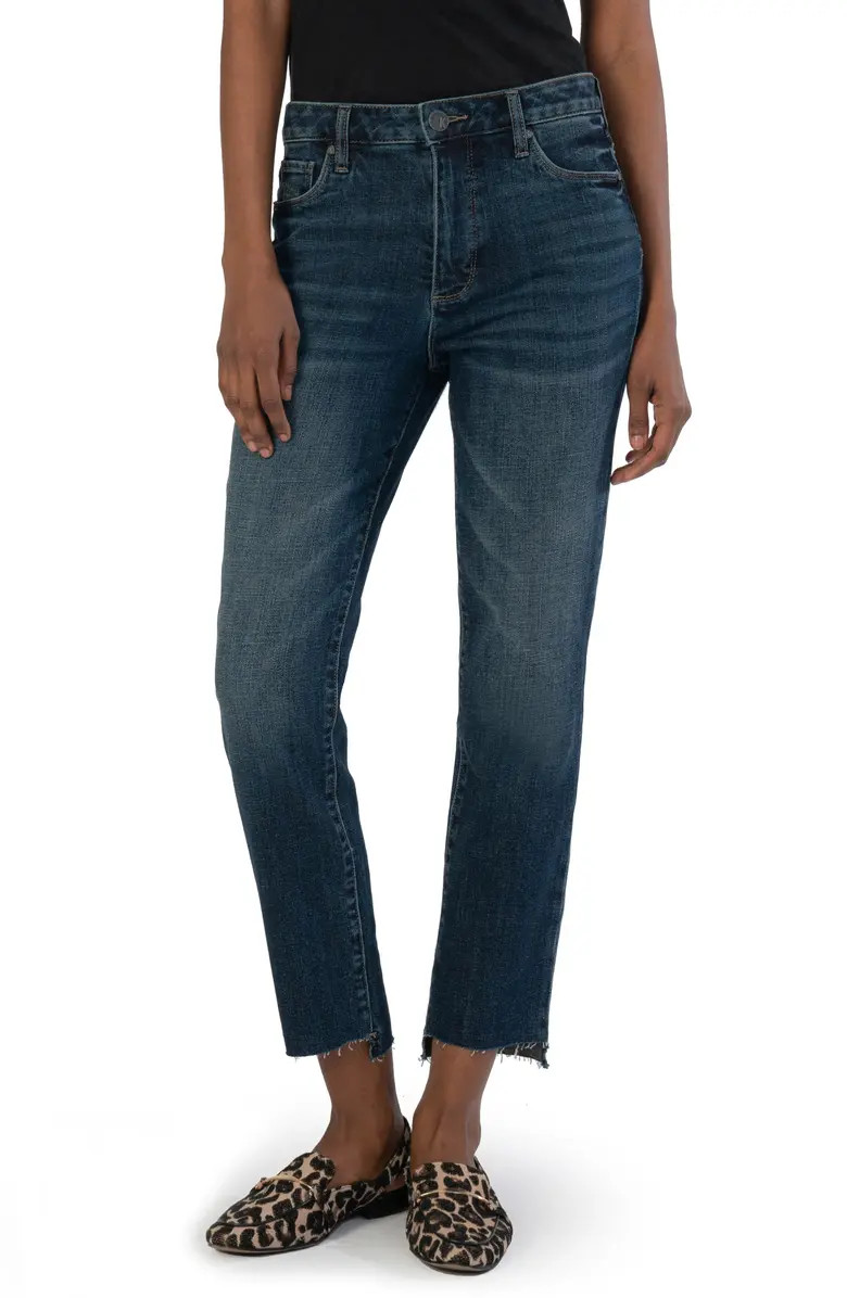 Reese Fab Ab High Waist Raw Step Hem Straight Leg Jeans | Nordstrom