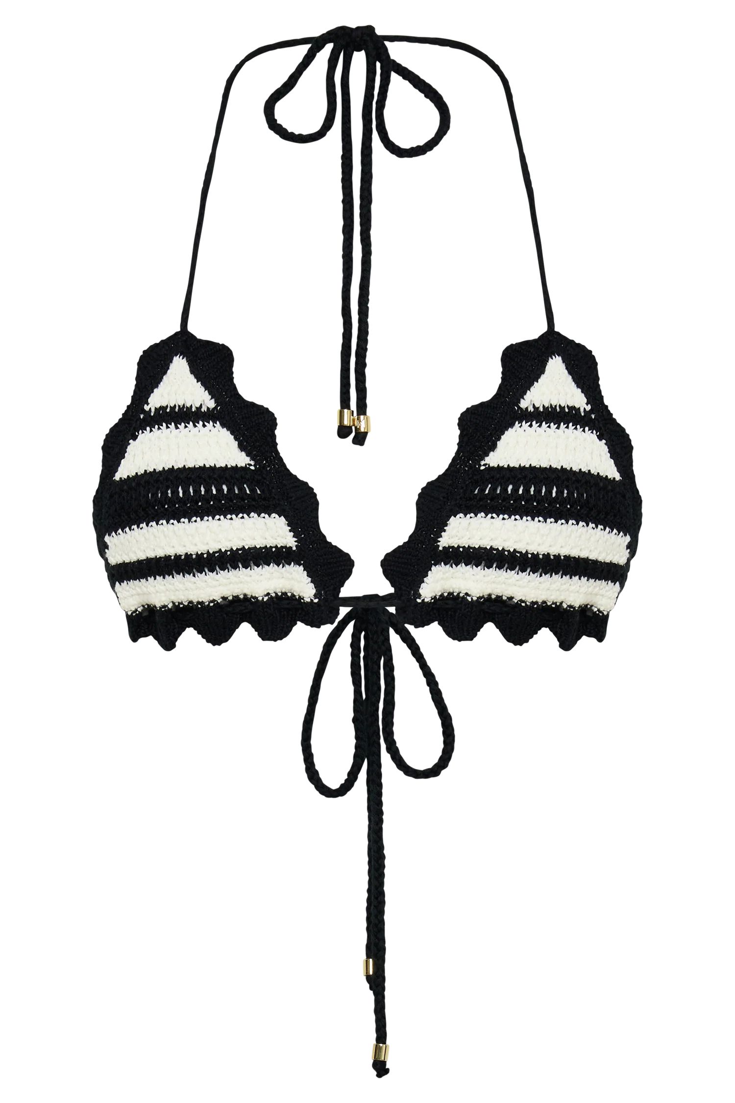 Amanda Stripe Bikini Top - Black | MESHKI US
