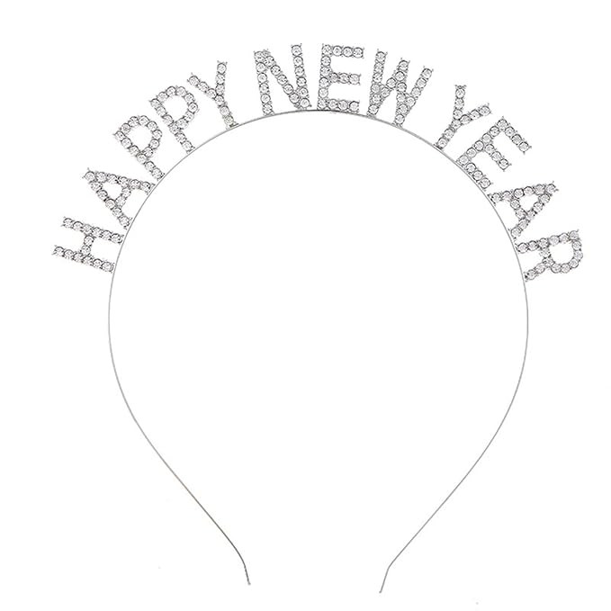Mookiraer Christmas Headbands Happy New Year Headband Tiara,New Year Eve Women's Sparkly Rhinesto... | Amazon (US)