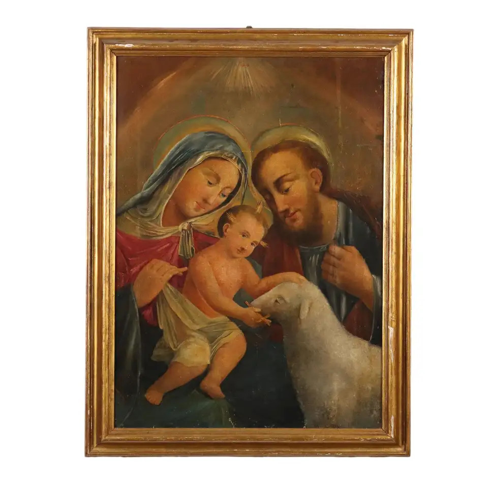 Painted with Holy Family, XIXth century | 1stDibs