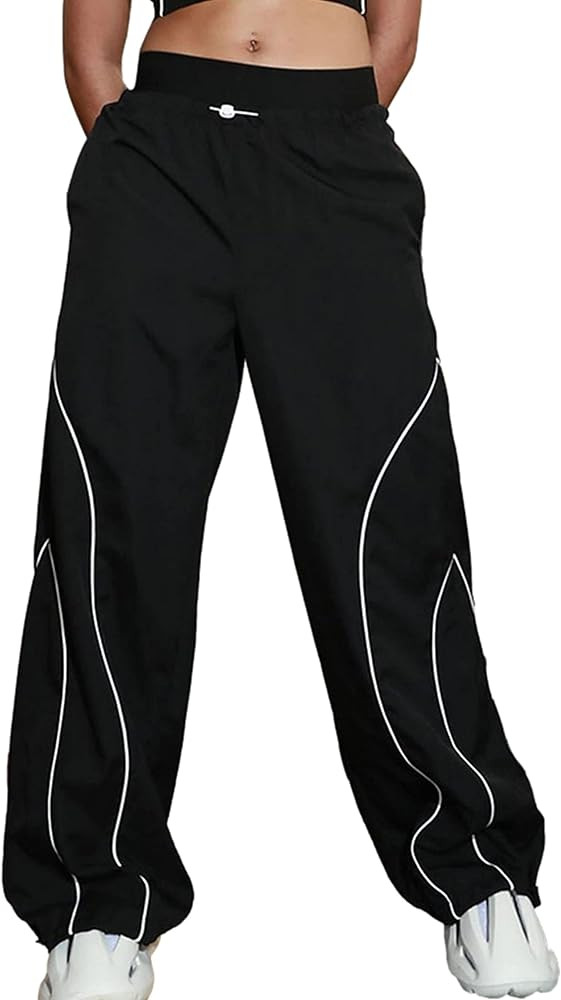 Korebow Summer Parachute Pants for Women Y2K Sweatpants Pockets High Elatic Waist Casual Sports C... | Amazon (US)