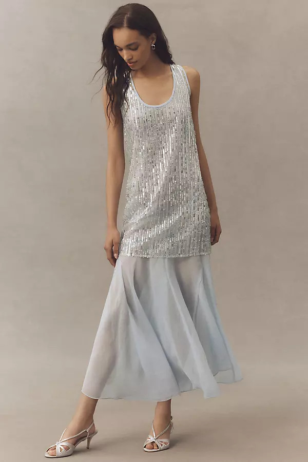 Endless Rose Sleeveless Sequin Chiffon Maxi Dress | Anthropologie (US)
