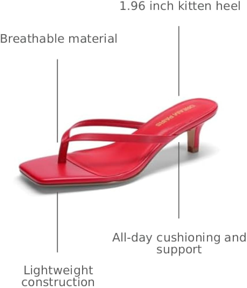 DREAM PAIRS Kitten Heels for Women Flip Flop Low Heels Square Open Toe Sandals Thong 1.97 Inch He... | Amazon (US)