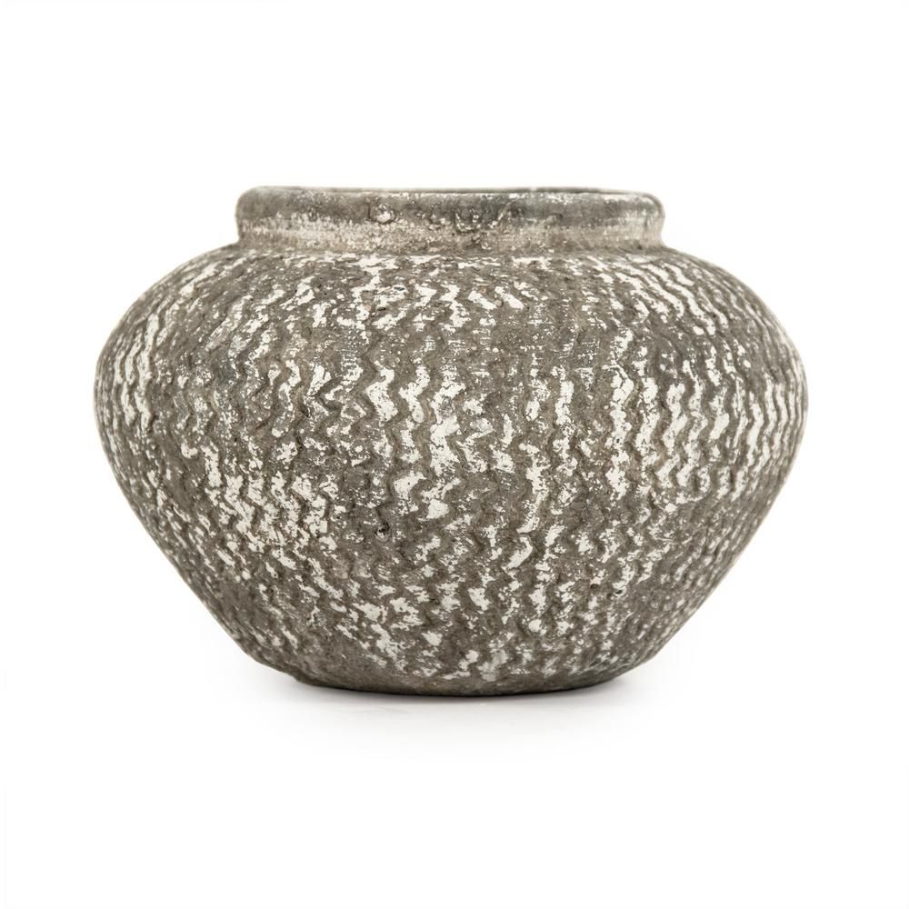 Zentique Cement Wavy Grey Small Decorative Vase-9917S A866 - The Home Depot | The Home Depot
