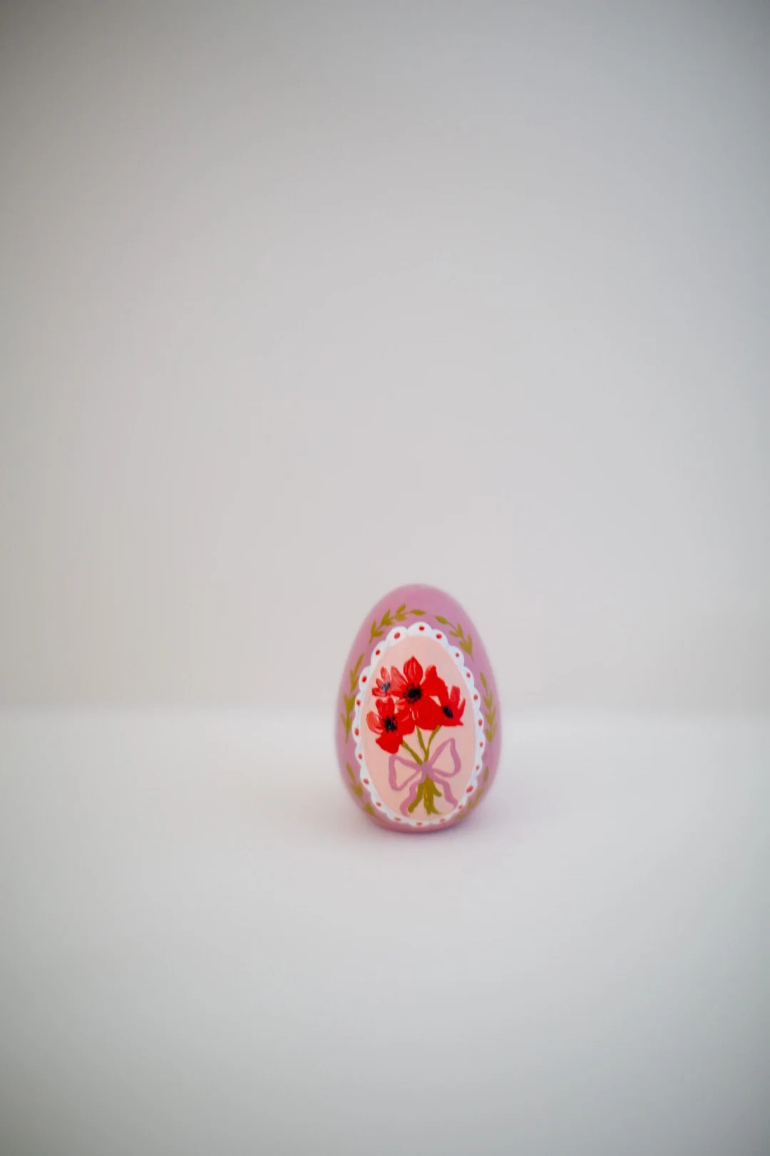 Heirloom Wooden Easter Eggs - Red Poppies on Mauve Pink - 2.5" Smaller Size | Etsy (US)