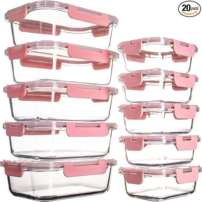10 Pack Glass Food Storage Containers with Lids Leakproof, Airtight Glass Meal Prep Containers Fo... | Amazon (US)