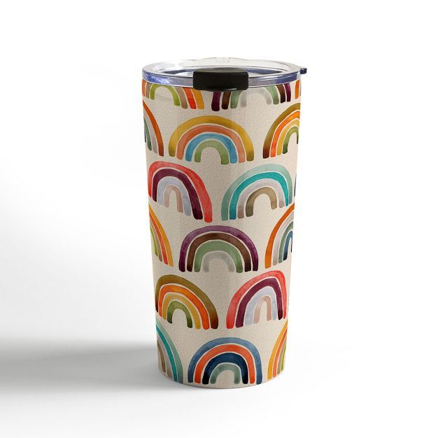 Cat Coquillette Rainbow Watercolor Retro Palette 20 oz Stainless Steel Travel Mug - Deny Designs | Target