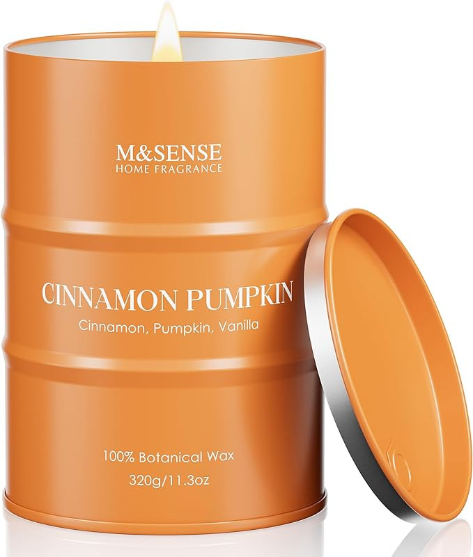 M&SENSE Cinnamon Pumpkin Scented Fall Candle, 11.3oz,Natural Soy Wax | Amazon (US)