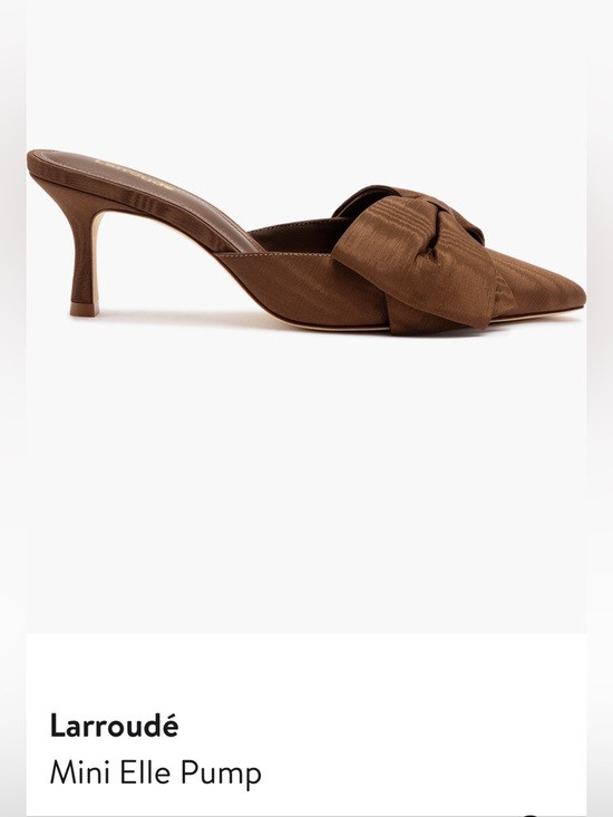 Larroudé Mini Elle Mule in Brown with Knotted Bow | Poshmark