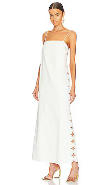 ADRIANA DEGREAS Bubble Long Dress with Straps in Off White from Revolve.com | Revolve Clothing (Global)