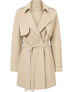 luvamia Trench Coat Women Mid Length Classic Double Breasted Lapel Business Casual Fall Jacket Co... | Amazon (US)