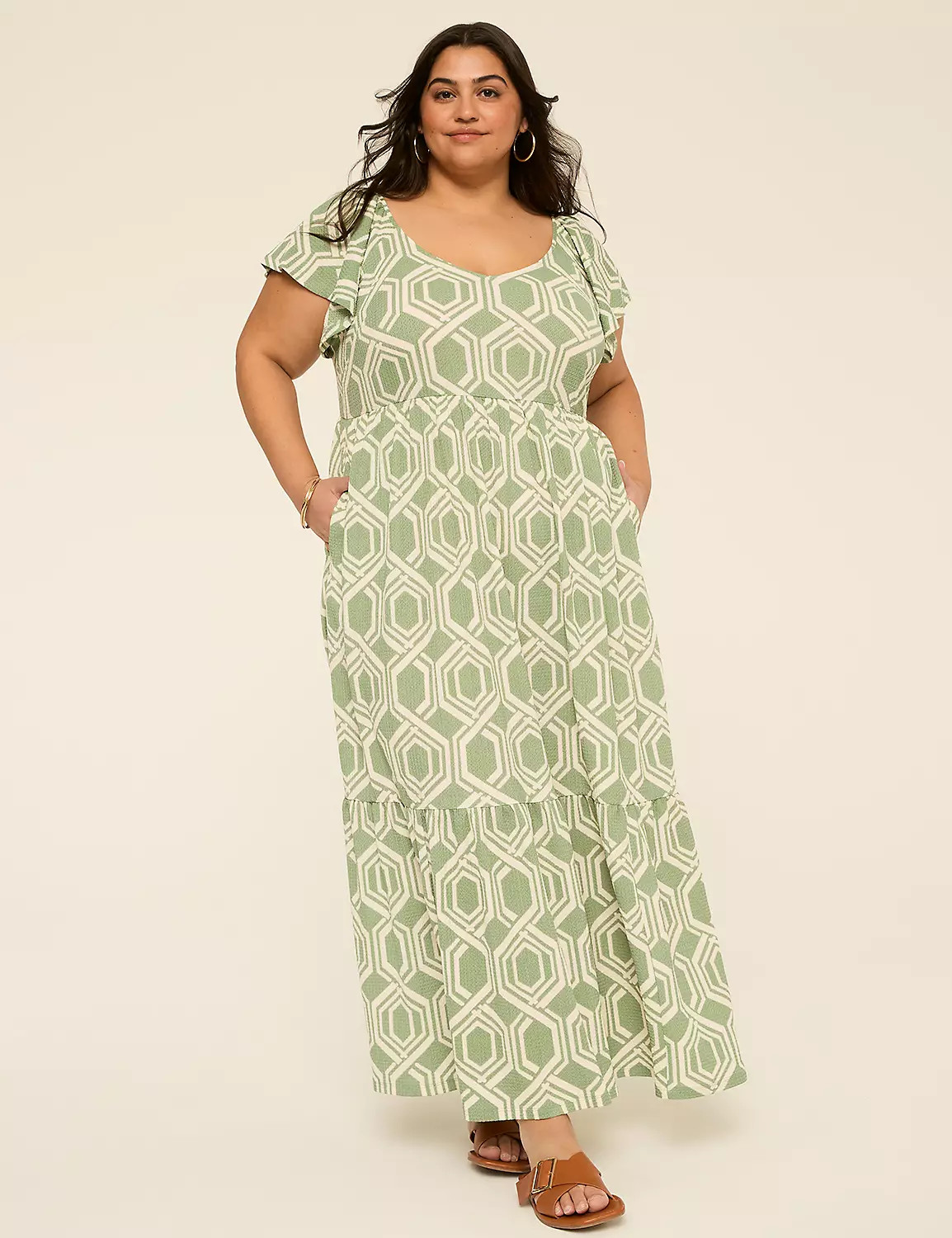 V-Neck Tiered Maxi Dress | Lane Bryant (US)