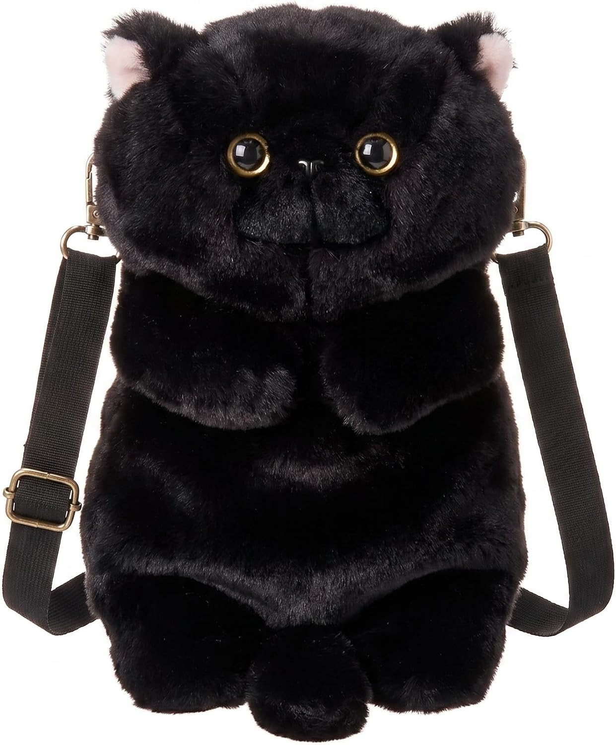 HUIJUFU Black Fluffy Cat Plush Crossbody Bag Cute Fashion Gift for Women | Amazon (US)