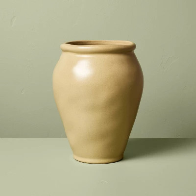10" Smooth Ceramic Urn Vase Tan - Hearth & Hand with Magnolia | eBay US