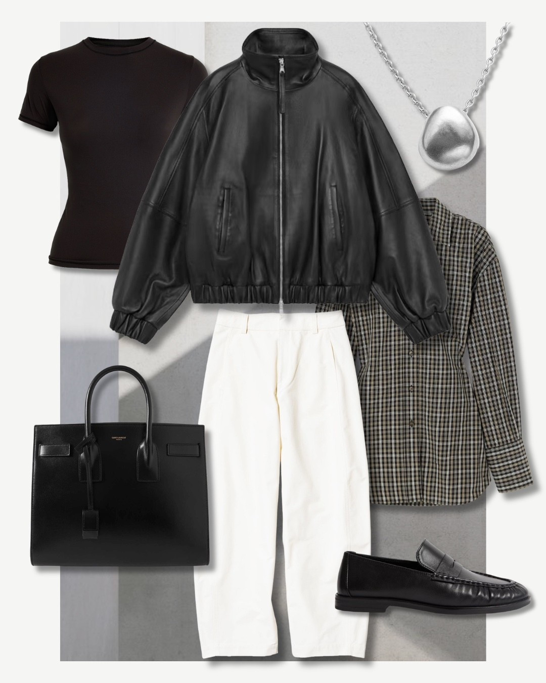 Spring outfit 2026

Black leather funnel neck jacket 
Skims fits everybody tee
Uniqlo barrel leg trousers
Black leather loafers M&S
Checked shirt
Ysl sac du jour
(Necklace Charlotte x YOJ)



#LTKshoes #LTKuk #LTKspring