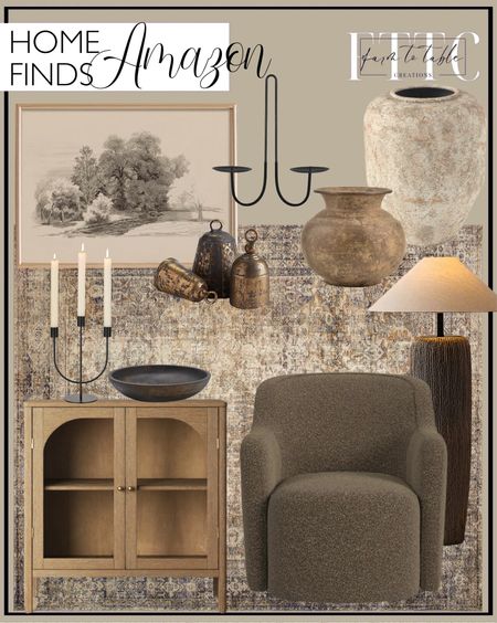 Amazon Home Finds. Follow @farmtotablecreations on Instagram for more inspiration.

HomePop Décor Upholstered 360° Barrel Back Swivel Accent Living Room & Bedroom|Decorative Home Furniture Directors-Chairs, Dark Brown Boucle. Deco 79 Metal Handmade Decorative Vase Antique Style Distressed Centerpiece Vase, Flower Vase for Home Decoration 12" x 12" x 15", Beige. Fitz and Floyd Austin Craft Mango Wood Serve Bowl, 2-Quart, Espresso. Loloi Amber Lewis x Morgan Sunset/Ink Area Rug.  
Vintage Black Ceramic Table Lamp, Rustic Farmhouse Handmade Old Wood Grain Table Lamp. Vintage Farmhouse Wall Art. Double Armed Iron Candle Holders Metal Wall Candle Sconce Holder Set of 2 Black Modern Wall Candle Sconces. Nathan James Wood Accent Modern Free Standing Buffet Sideboard Hallway, Entryway, Dining Living Room, 1 Storage Cabinet, Mason - Brushed Light Brown. Napa Home Accents Collection-La Taverna Bells, Set of 3. Modern Candlestick Candle Holders - Matte Black IndianShelf Vocalforlocal Handmade Vintage Brass Hand Crafted Solid Water Storage Pot. Curated Home Finds. Vintage Modern Decor. Amazon Home. Amazon Living Room Finds. Unique Home Decor  

#LTKHome #LTKSaleAlert #LTKFindsUnder50