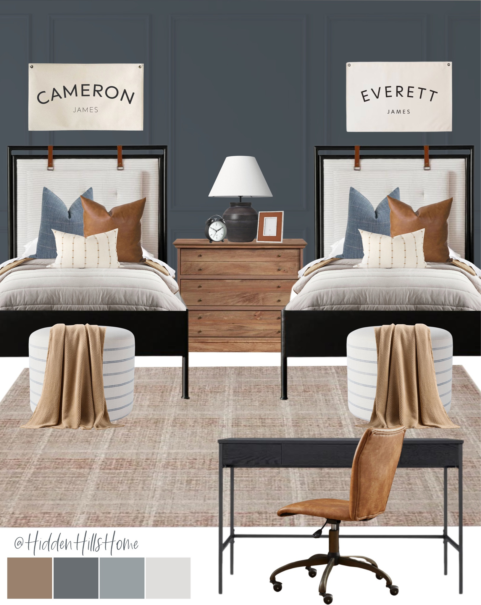 Shared boys bedroom decor mood board, twin boys room decor ideas, sibling bedroom design, navy blue boys room decor Inspo #boysbedroom

Wall color is SW Outerspace

#LTKkids #LTKhome #LTKsalealert