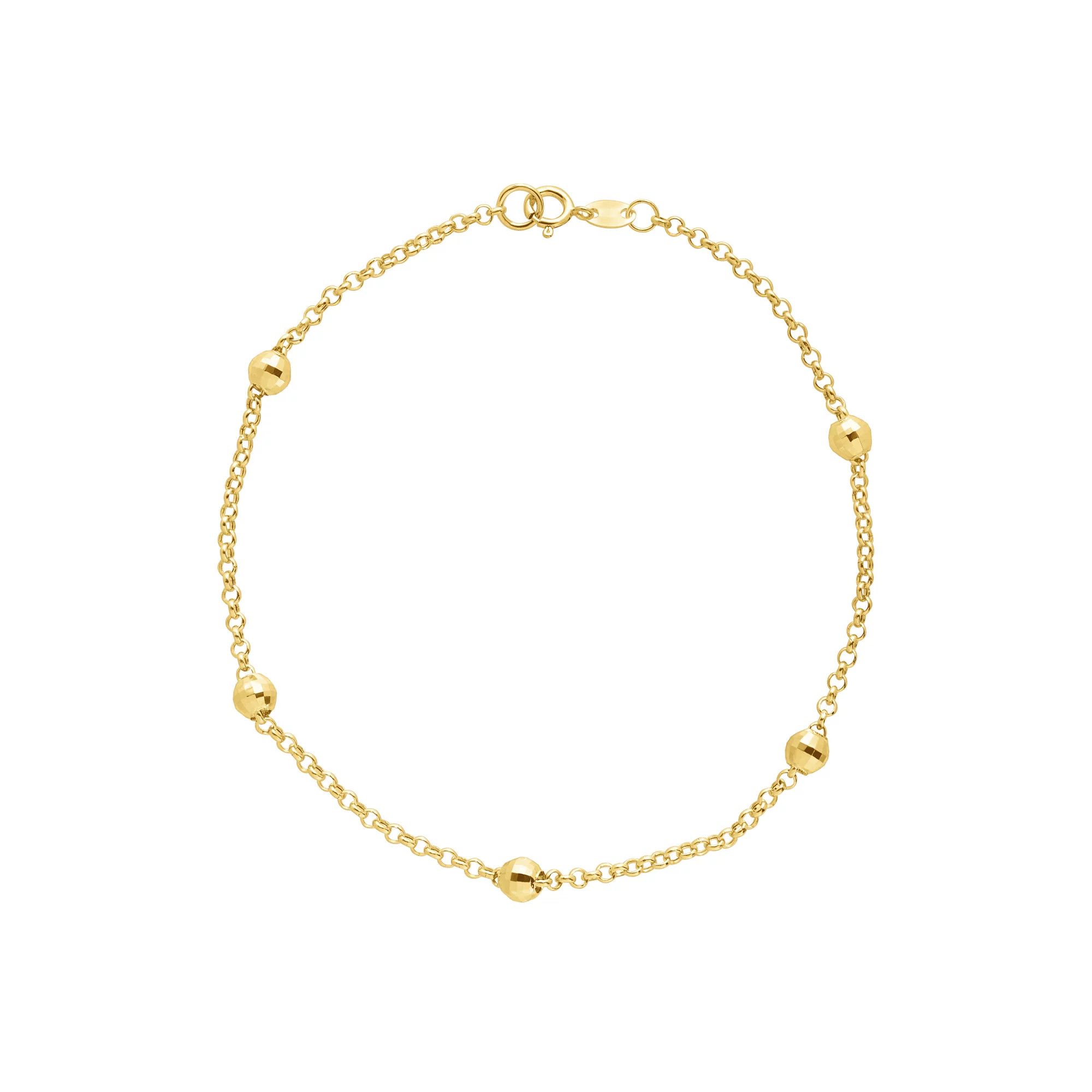 Beaded Shimmer Rolo Chain Bracelet in 10kt Gold, 7 1/2 by 1/8 inches | Walmart (US)