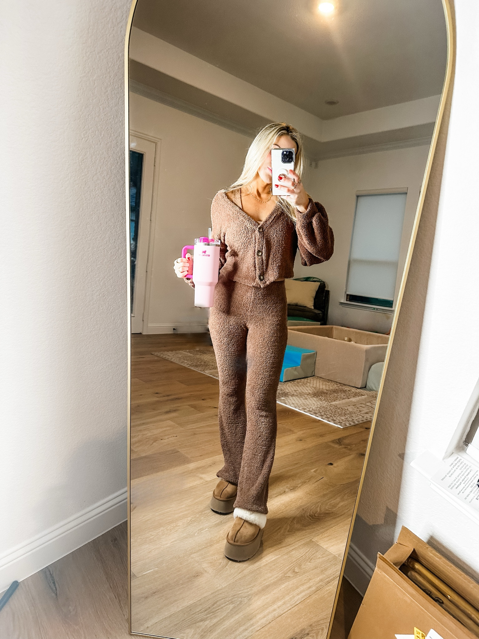 Extra cozy lounge set. Fuzzy two piece lounge set. Ugg platforms. Pink Stanley. 

#LTKSeasonal #LTKhome #LTKstyletip