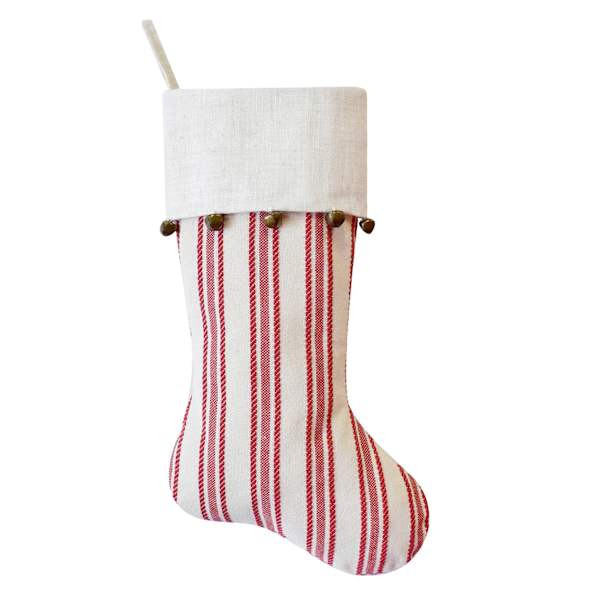 Honeybloom Red Striped Stocking With Bells, 20" | At Home
